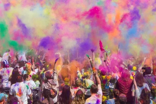 Holi colors people brigh good over evil