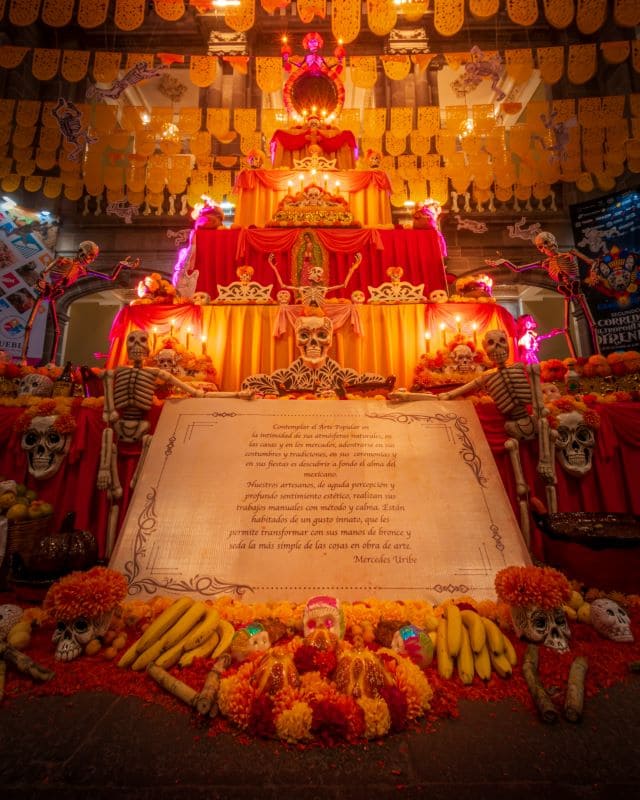 colorful mexican ofrenda, offering for the ancestors