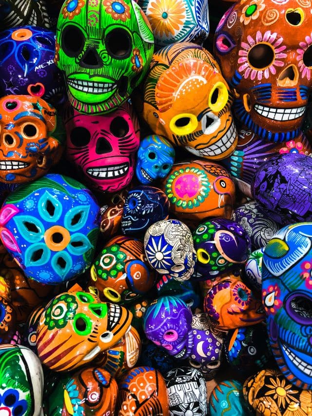 Mexican skulls or calaveras for dia de los muertos 