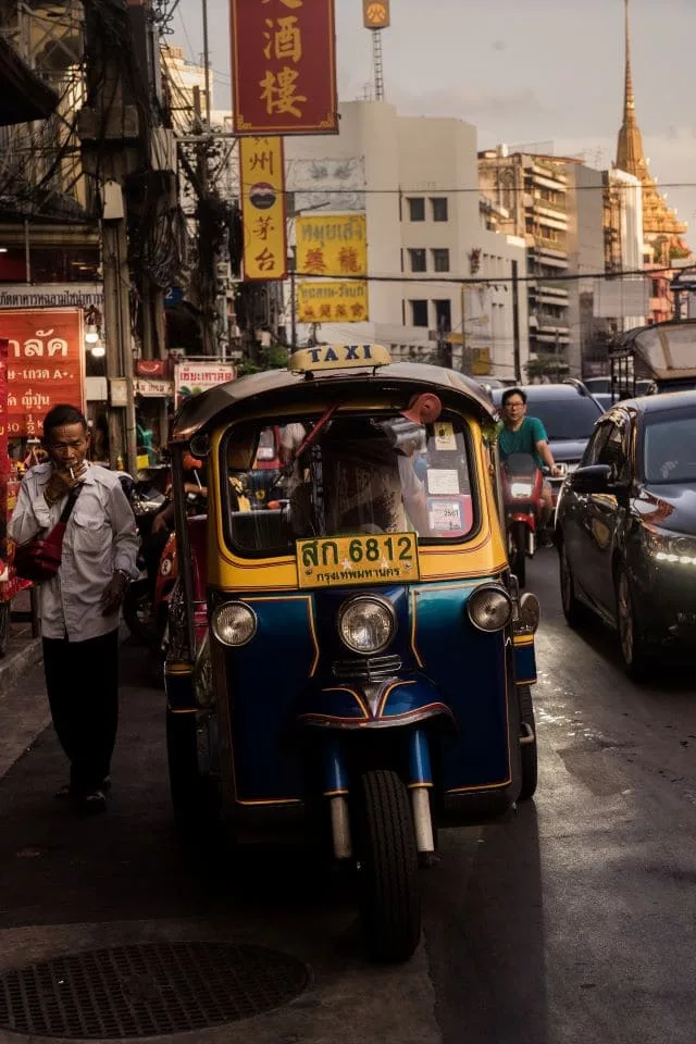 Thai Tuk Tuk in busy thai streets